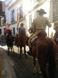 Paso de la Hermandad del Rocío por la calle Arroyo de San Rafae