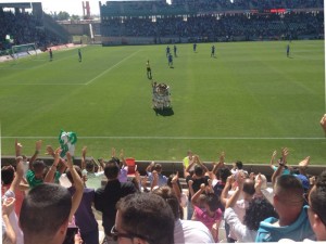Los jugadores del Córdoba celebran el segundo gol ante el R.M.Castilla. Foto: CBN