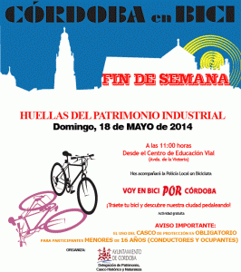 Cartel "Huellas del patrimonio industrial" del programa Córdoba en Bici