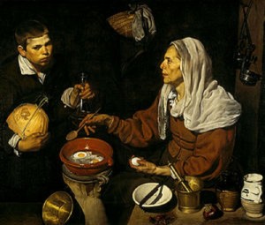Vieja friendo huevos. Obra de Diego Velázquez. 