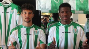 Matos y Ekeng en la Tienda Oficial del Córdoba CF. 