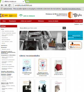 Interfaz de www.andalucia.ebiblio.com