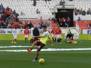 Zuculini en el calentamiento del Sevilla-Córdoba. Foto: CBN CBN