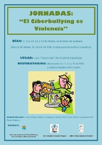 Cartel 'Ciberbullyn es violencia' en Fuente Palmera. 