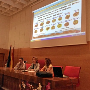 a presidenta del IFAPA, Carmen Ortiz, la directora de IFAPA 'Alameda del Obispo', Rafaela Ordóñez y el  responsable del encuentro, Javier Hidalgo.
