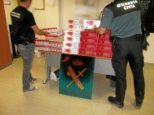 Cajetillas aprehendidas en Baena. 