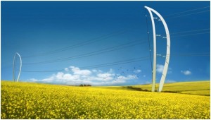 Torre en forma de vela de barco. 