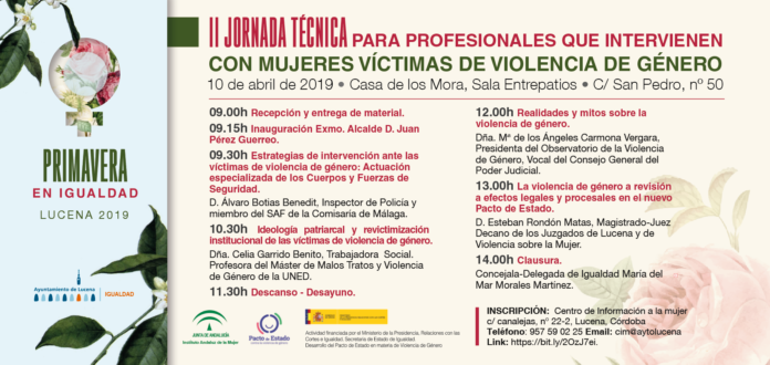 Abierta la inscripción para la II Jornada Técnica sobre Violencia de Género en Lucena Abierta la inscripción para la II Jornada Técnica sobre Violencia de Género en Lucena