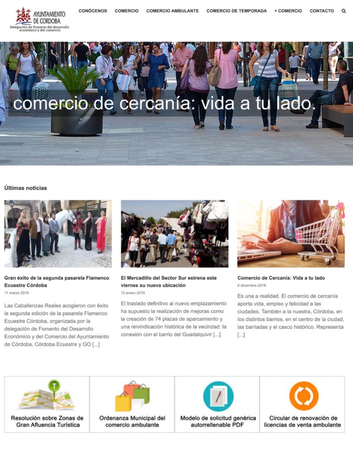 Córdoba pone en marcha la página web de la Delegación de Fomento del Desarrollo Económico y del Comercio