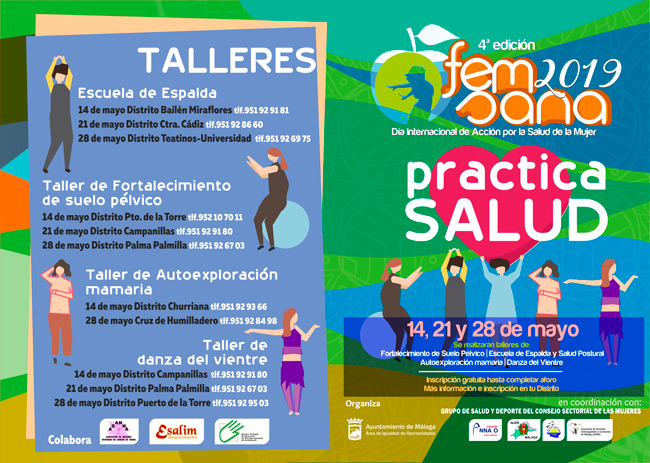 Femsana 2019 ofrecerá 11 talleres en los distritos para fomentar las prácticas saludables en Málaga Femsana 2019 ofrecerá 11 talleres en los distritos para fomentar las prácticas saludables en Málaga